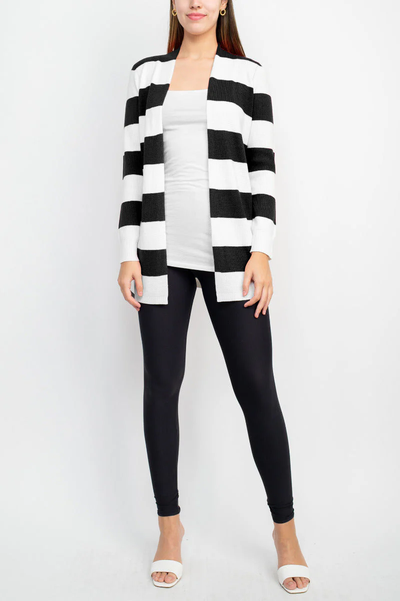 Cyrus Knits Open Front Long Sleeve Stripe Pattern Knit Cardigan by Curated Brands - Image 20
