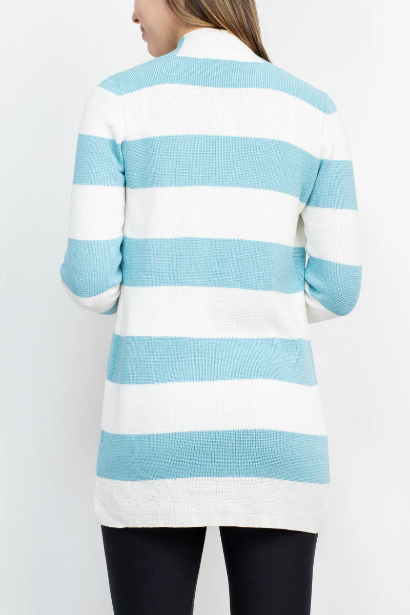 Cyrus Knits Open Front Long Sleeve Stripe Pattern Knit Cardigan by Curated Brands - Image 3
