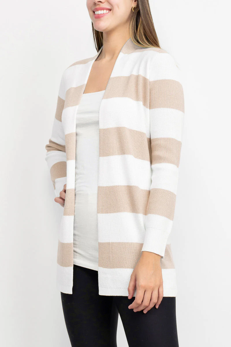 Cyrus Knits Open Front Long Sleeve Stripe Pattern Knit Cardigan by Curated Brands - Image 7