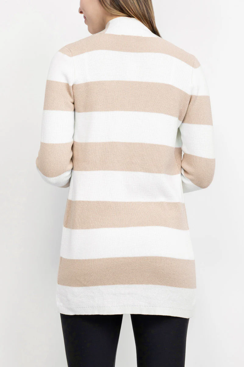 Cyrus Knits Open Front Long Sleeve Stripe Pattern Knit Cardigan by Curated Brands - Image 8