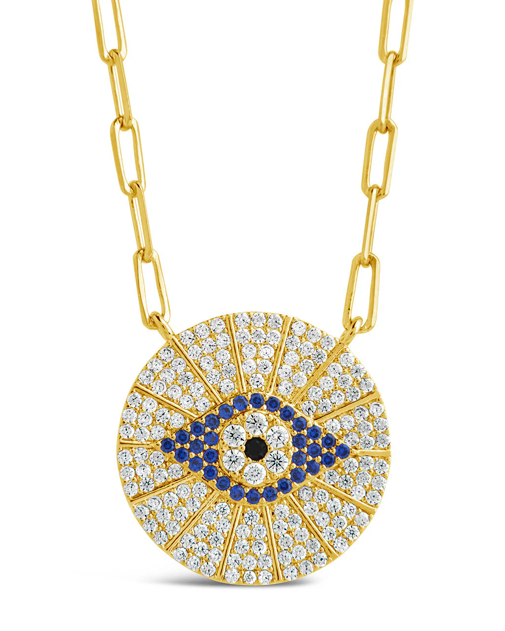 CZ Evil Eye Disk Pendant Necklace by Sterling Forever - Image 5