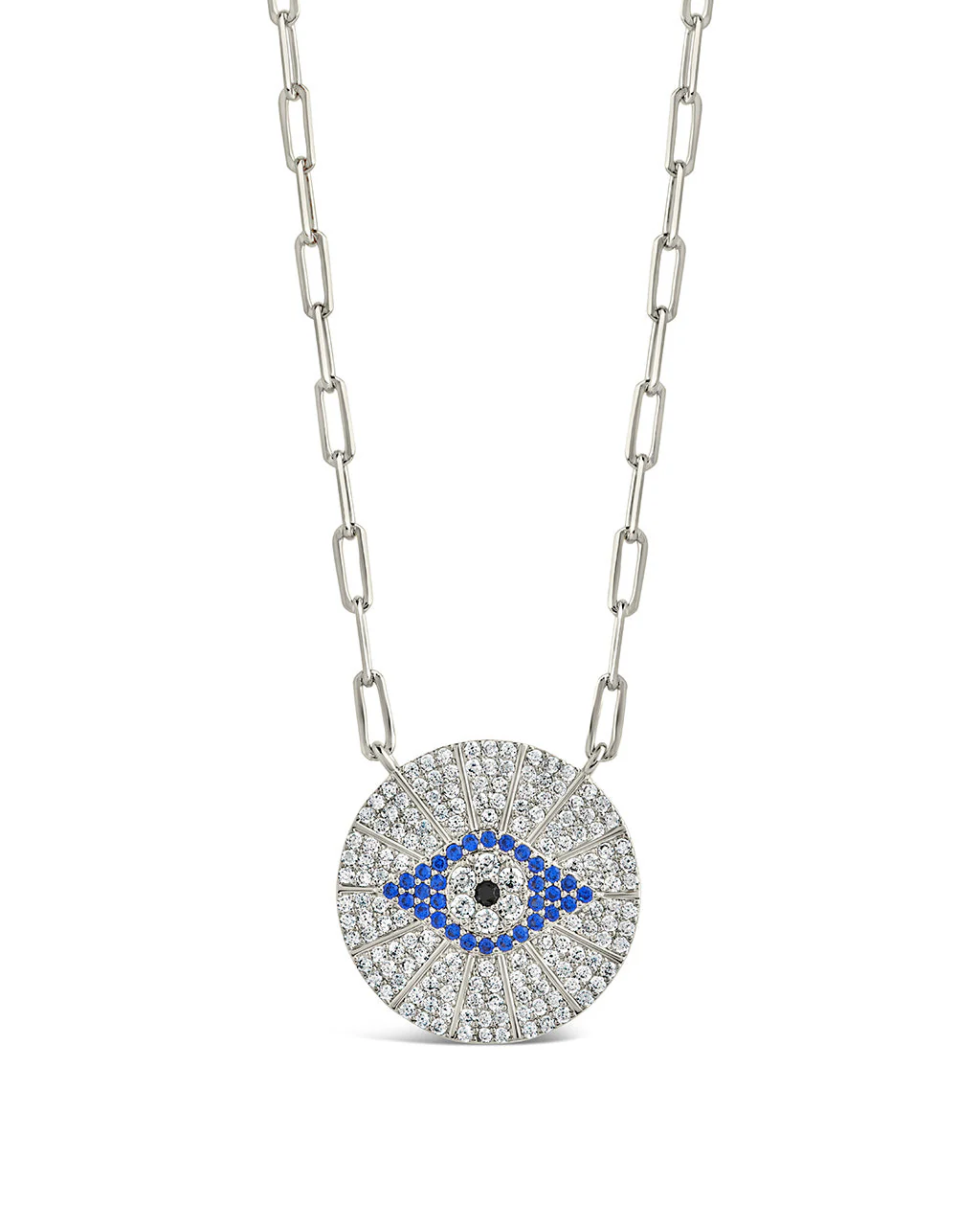 CZ Evil Eye Disk Pendant Necklace by Sterling Forever - Image 6