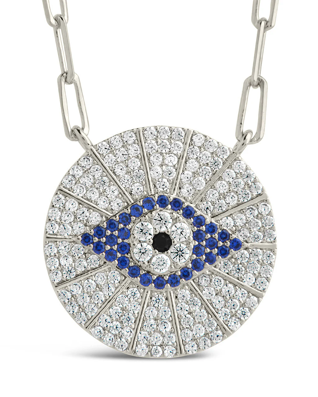 CZ Evil Eye Disk Pendant Necklace by Sterling Forever - Image 8