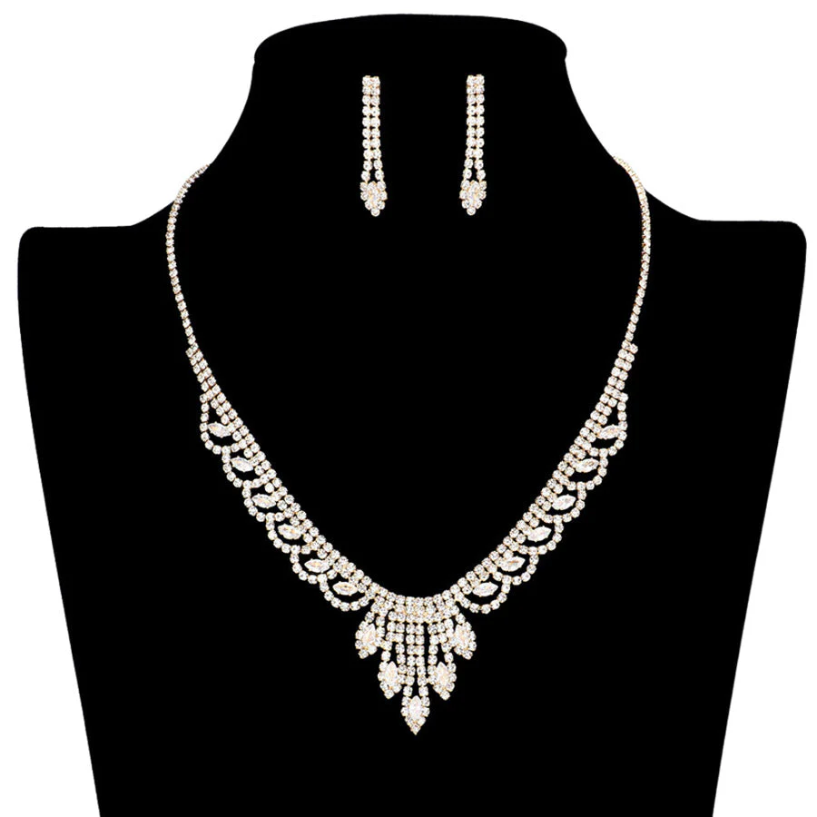 CZ Marquise Stone Accented Necklace Earring Set by Madeline Love - Image 2