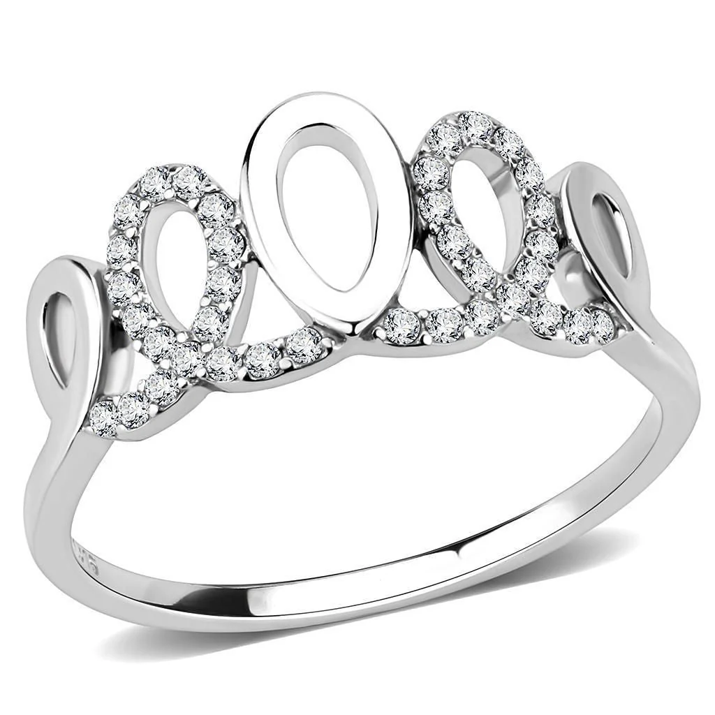 DA258 - High polished (no plating) Stainless Steel Ring with AAA Grade CZ in Clear - Image 4