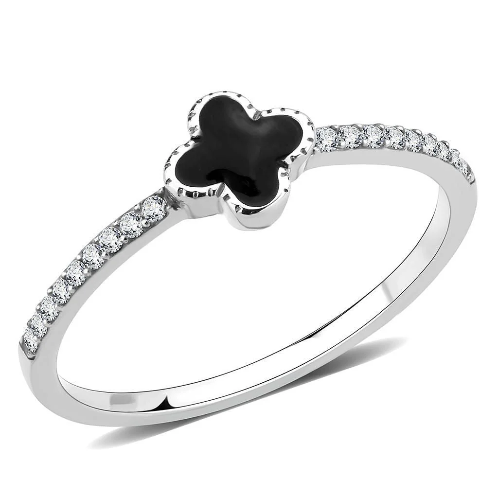 DA320 - No Plating Stainless Steel Ring with Epoxy in Jet - Image 4