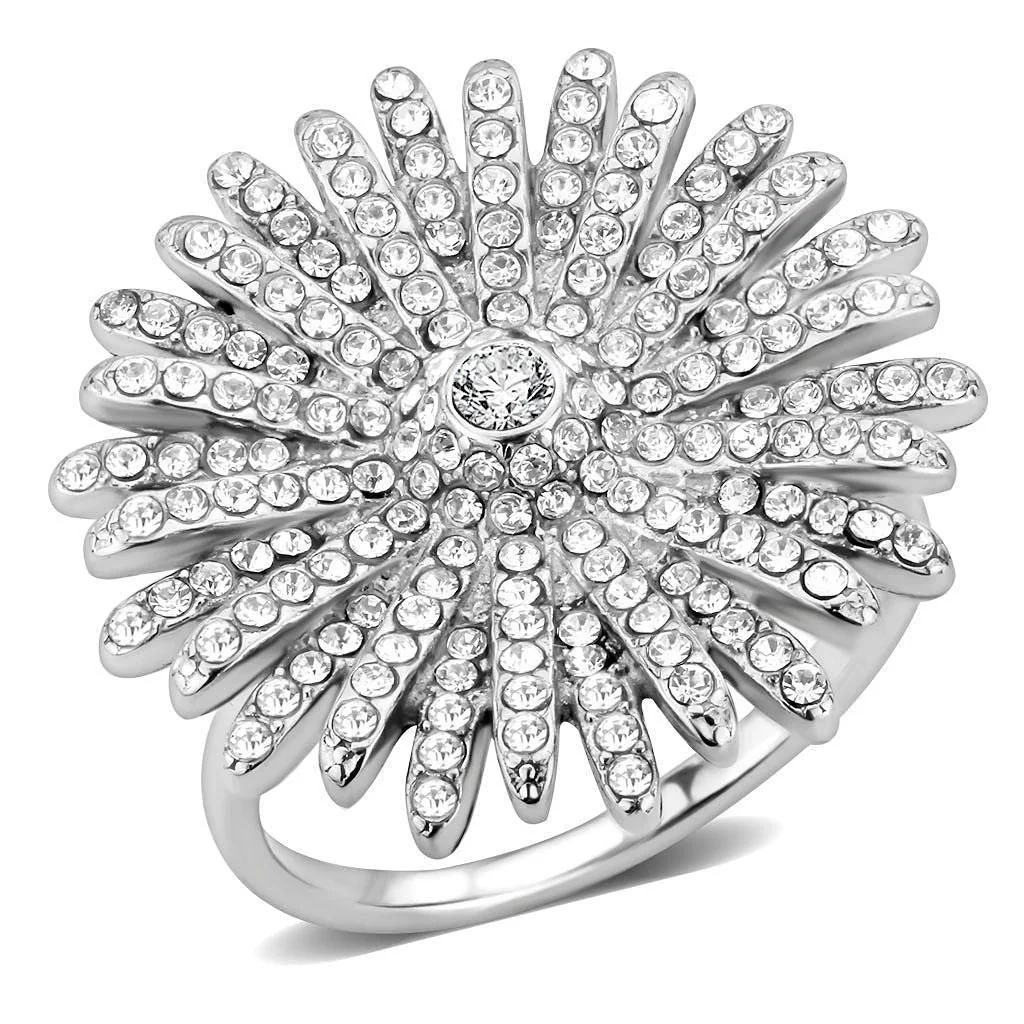 DA364 - High polished (no plating) Stainless Steel Ring with AAA Grade CZ in Clear - Image 6