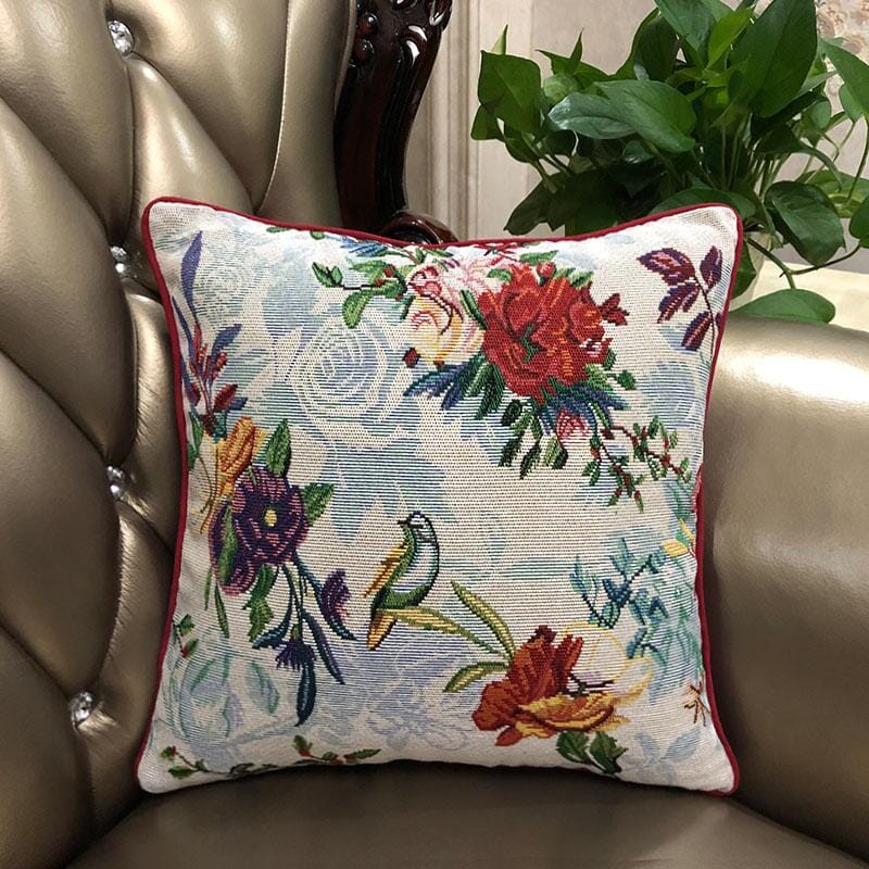 DaDa Bedding Elegant Tropical Paradise Birds Floral Tapestry Throw Pillow Covers 16" (18116) by DaDa Bedding Collection - Image 2