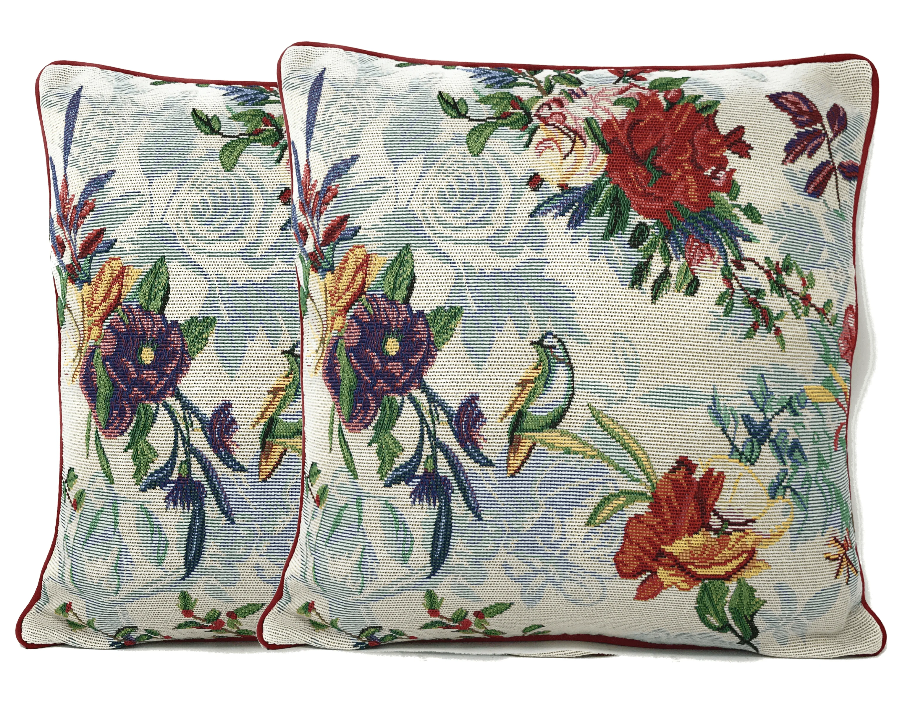 DaDa Bedding Elegant Tropical Paradise Birds Floral Tapestry Throw Pillow Covers 16" (18116) by DaDa Bedding Collection - Image 3