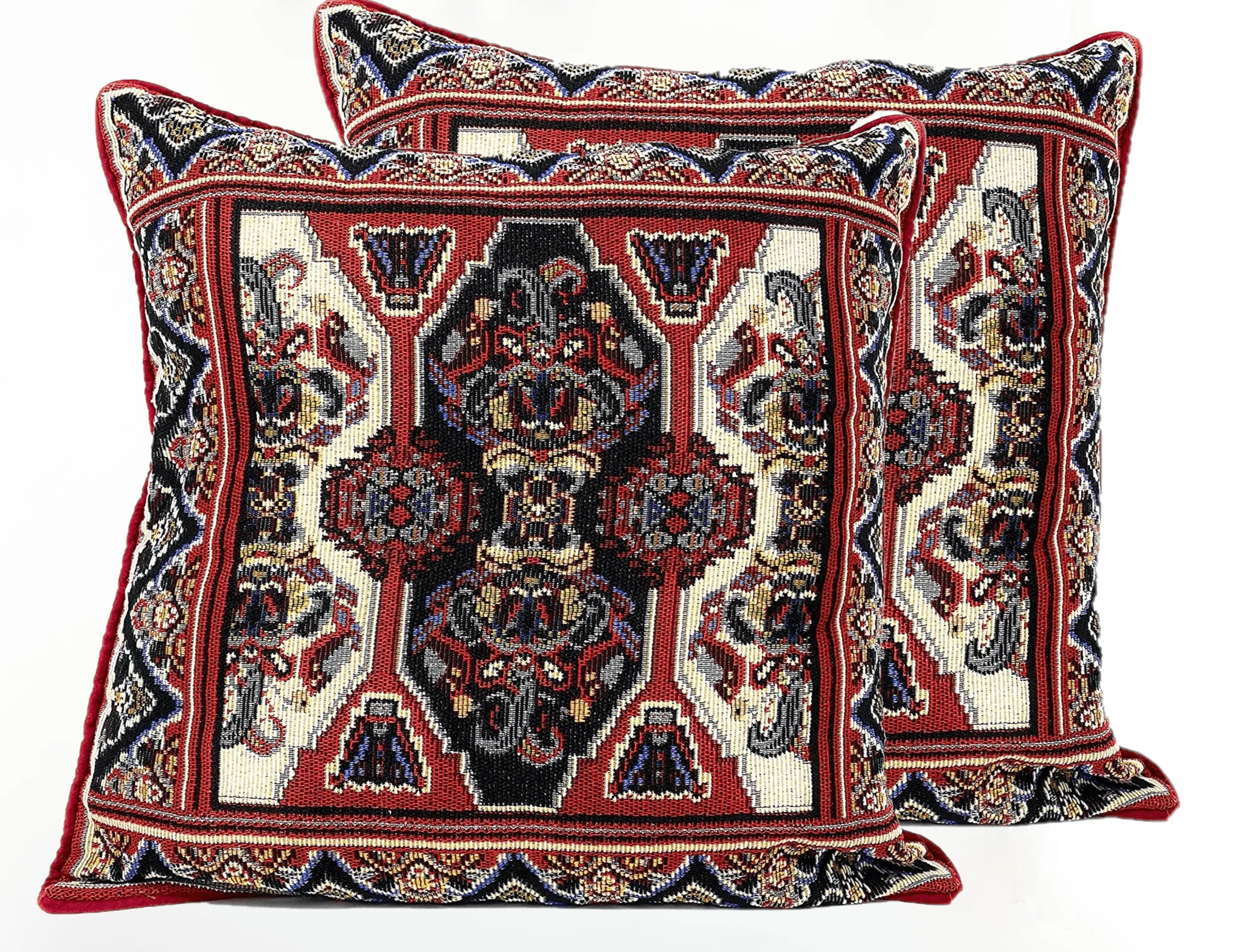 DaDalogy Elegant Majestic Kilim Red Rug Ornate Tapestry Throw Pillow Covers 16" x 16" (18195) by DaDa Bedding Collection - Image 5