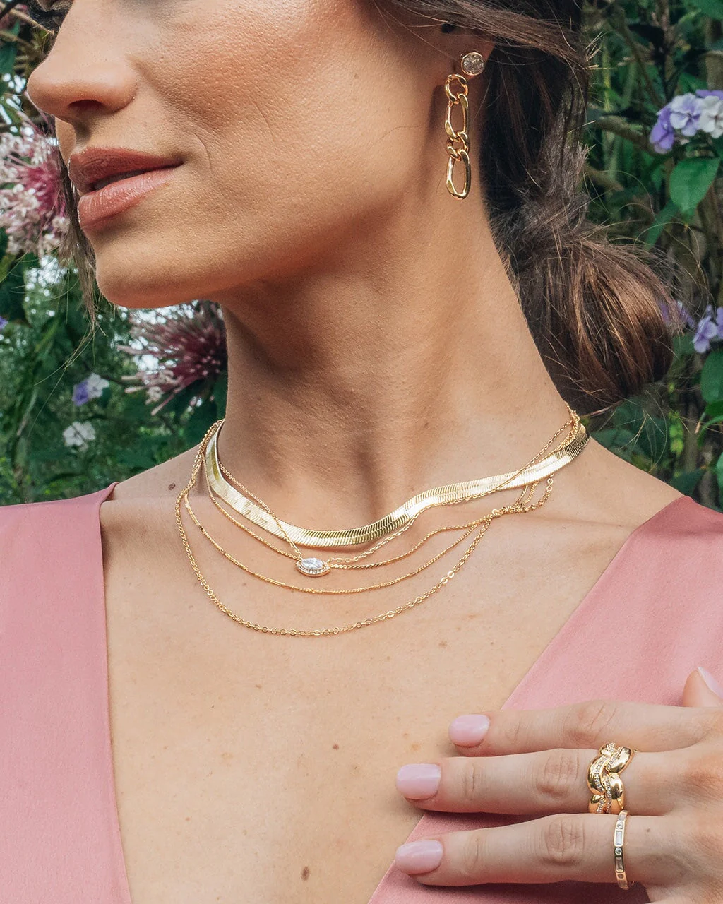 Dainty Three Layer Chain Necklace by Sterling Forever - Image 3