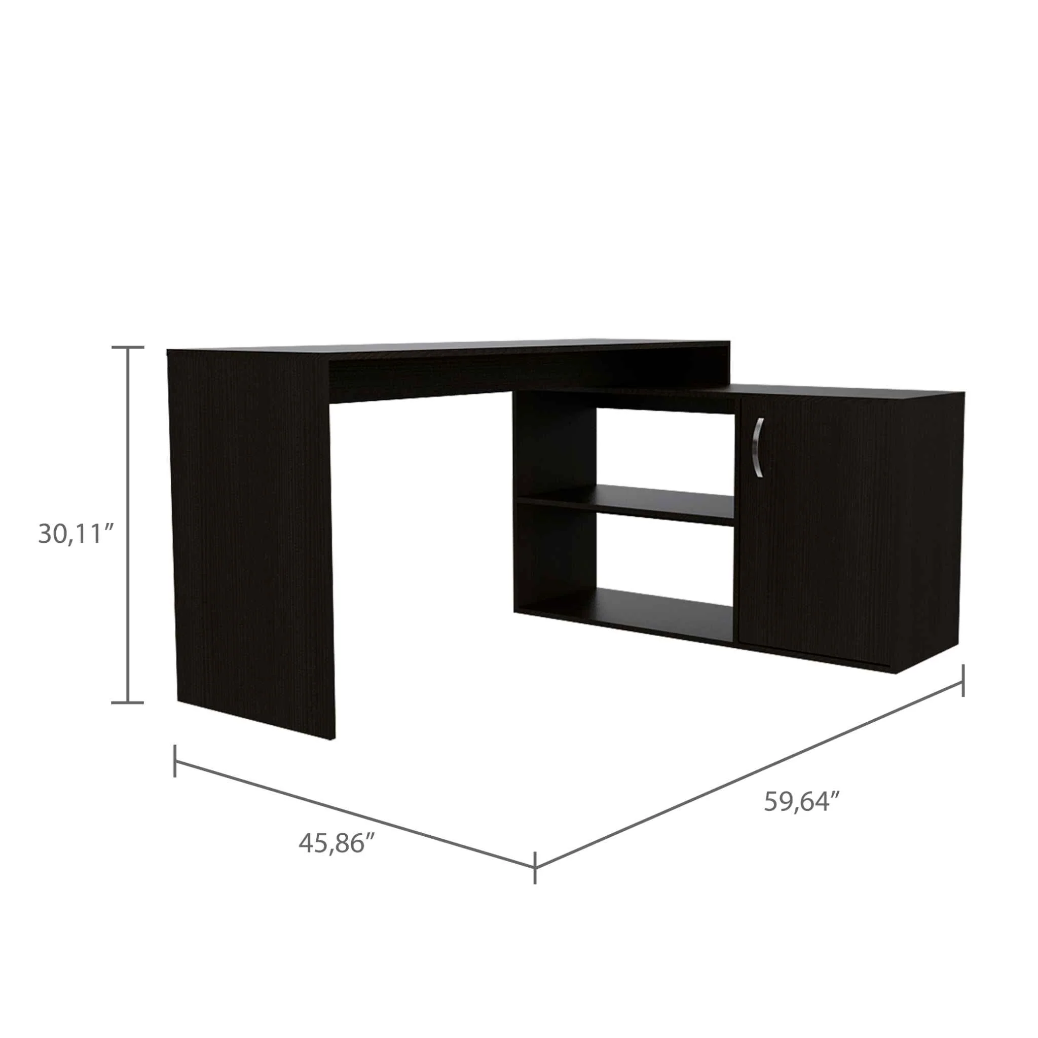 Dallas L-Shaped Home Office Desk, Two Shelves, One Drawer by FM FURNITURE - Image 9
