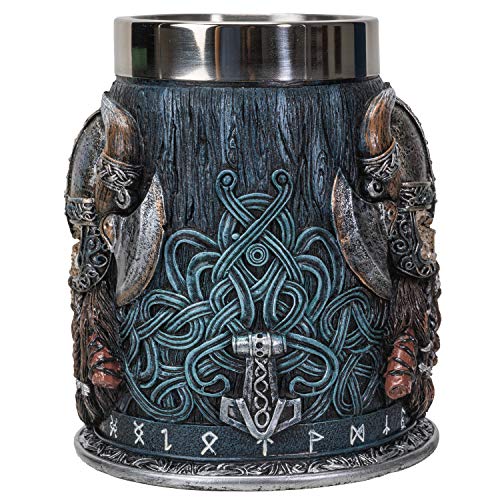 Danegeld Viking Horned Warrior with Battle Helmet Beer Stein - Image 2