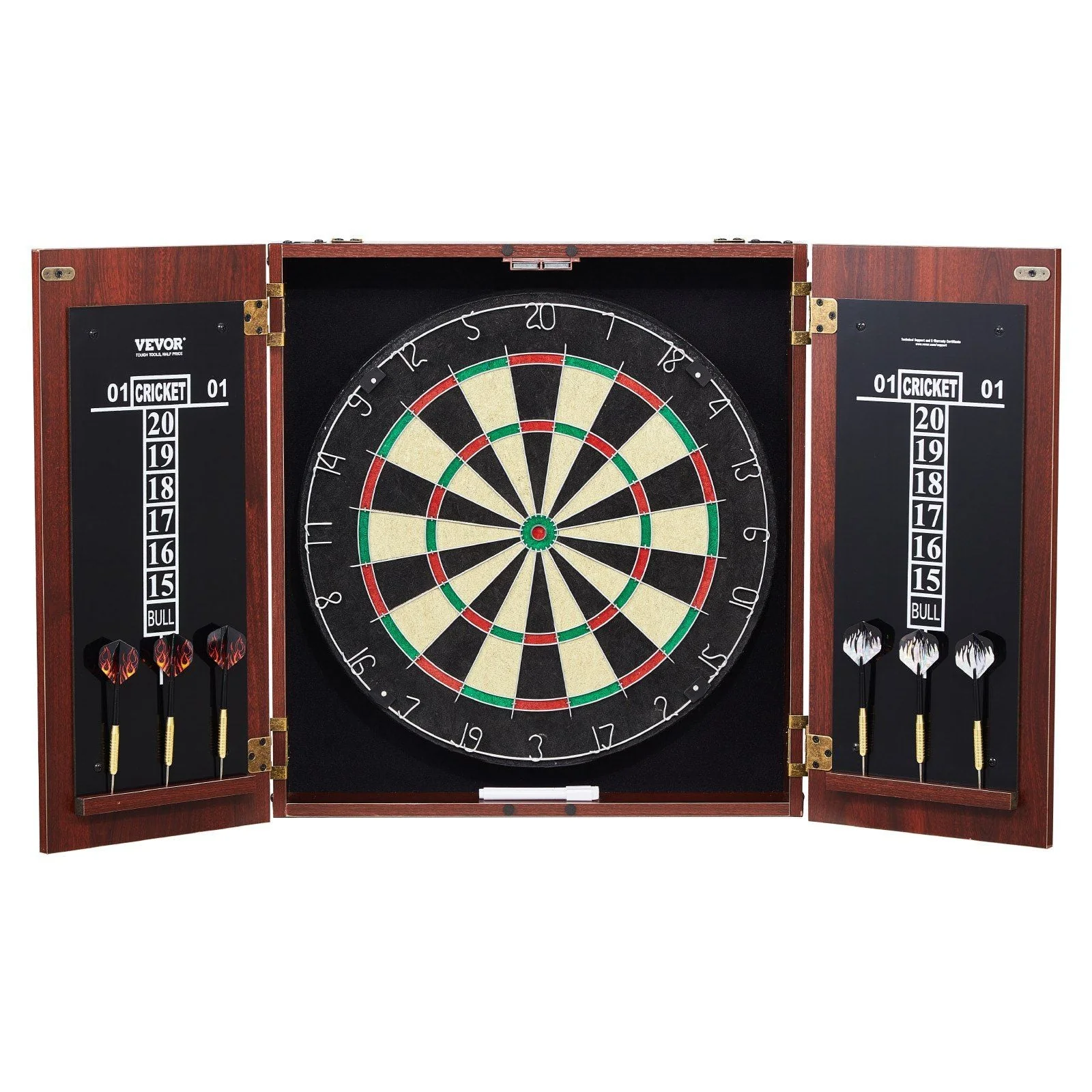 Dartboard and Cabinet Set Official Size Complete Accessory Steel Tip Dart - Image 2