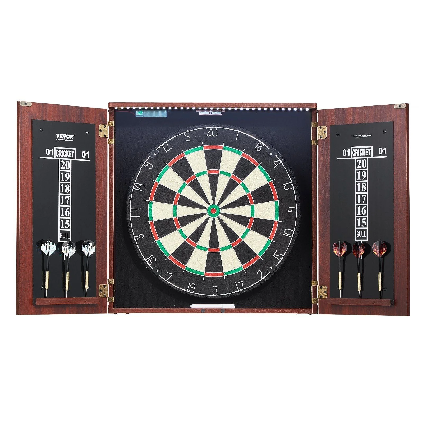 Dartboard and Cabinet Set Official Size Complete Accessory Steel Tip Dart - Image 3