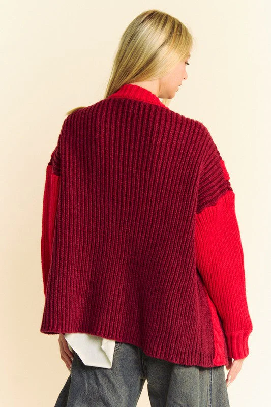 Davi & Dani Cable-Knit Color Block Open Front Cardigan - Image 2