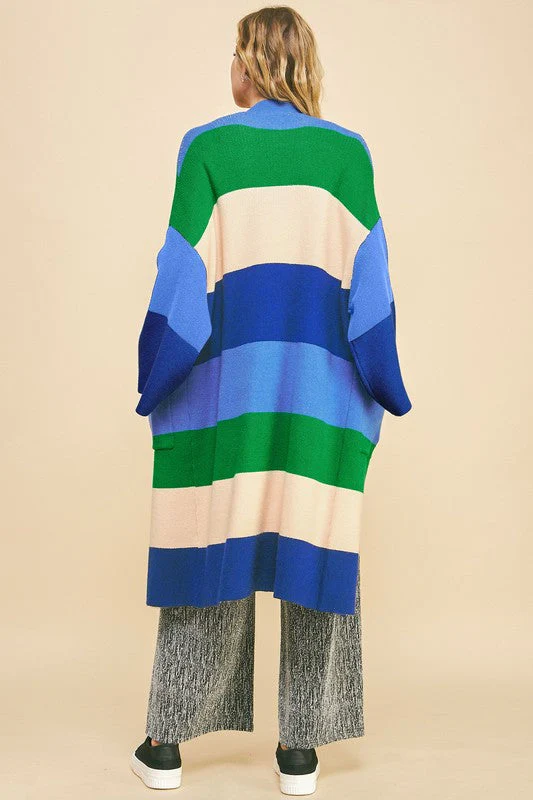 Davi & Dani Color Block Kimono Sleeve Open Front Cardigan - Image 2