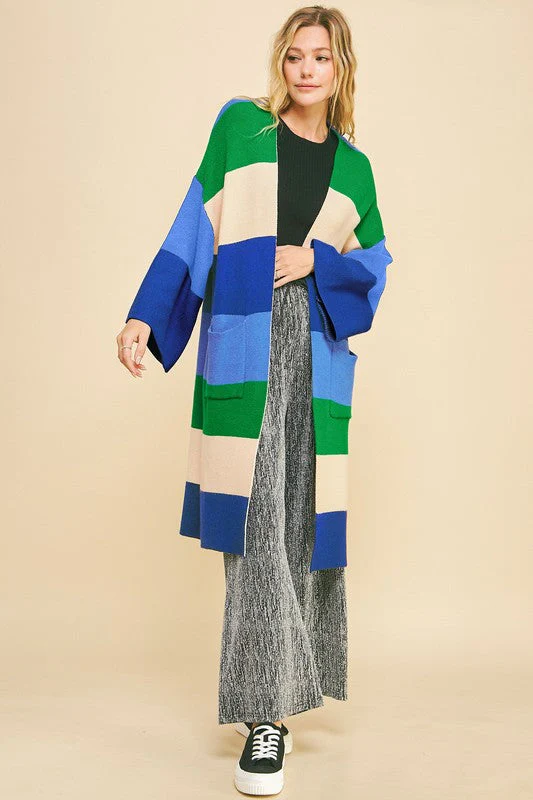 Davi & Dani Color Block Kimono Sleeve Open Front Cardigan - Image 4