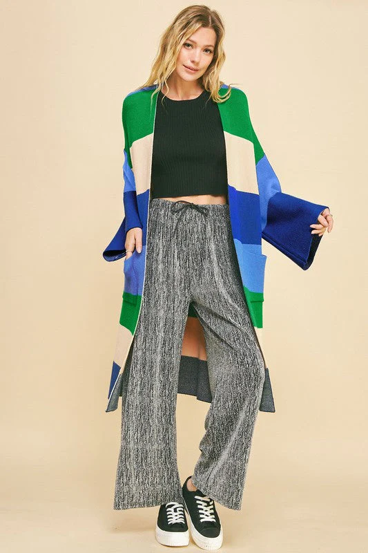 Davi & Dani Color Block Kimono Sleeve Open Front Cardigan - Image 5