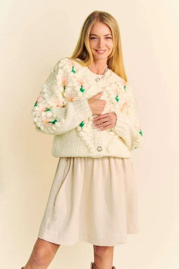 Davi & Dani Floral Pattern Button Down Cardigan - Image 4