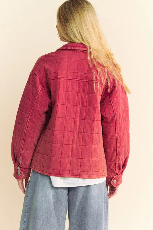 Davi & Dani Quilted Button Down Shacket with Chest Pockets - Image 2