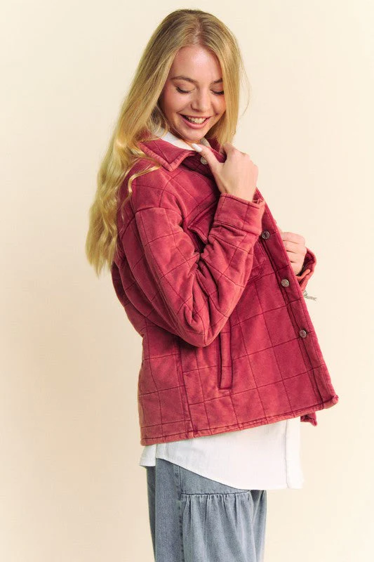 Davi & Dani Quilted Button Down Shacket with Chest Pockets - Image 3