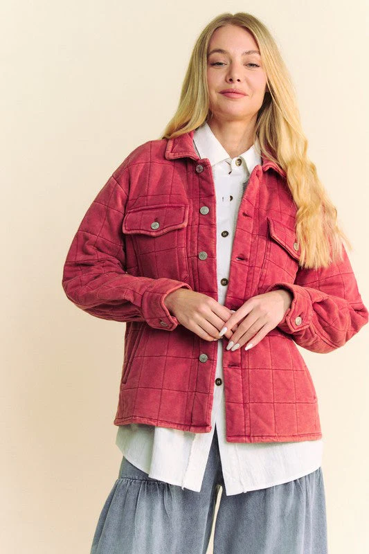 Davi & Dani Quilted Button Down Shacket with Chest Pockets - Image 4