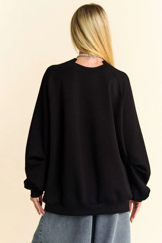 Davi & Dani Round Neck Raglan Sleeve Sweatshirt - Image 2