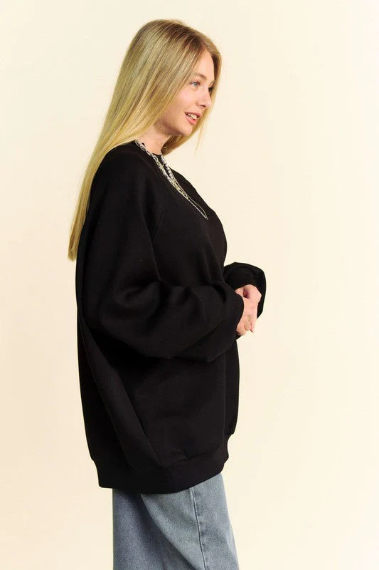Davi & Dani Round Neck Raglan Sleeve Sweatshirt - Image 3