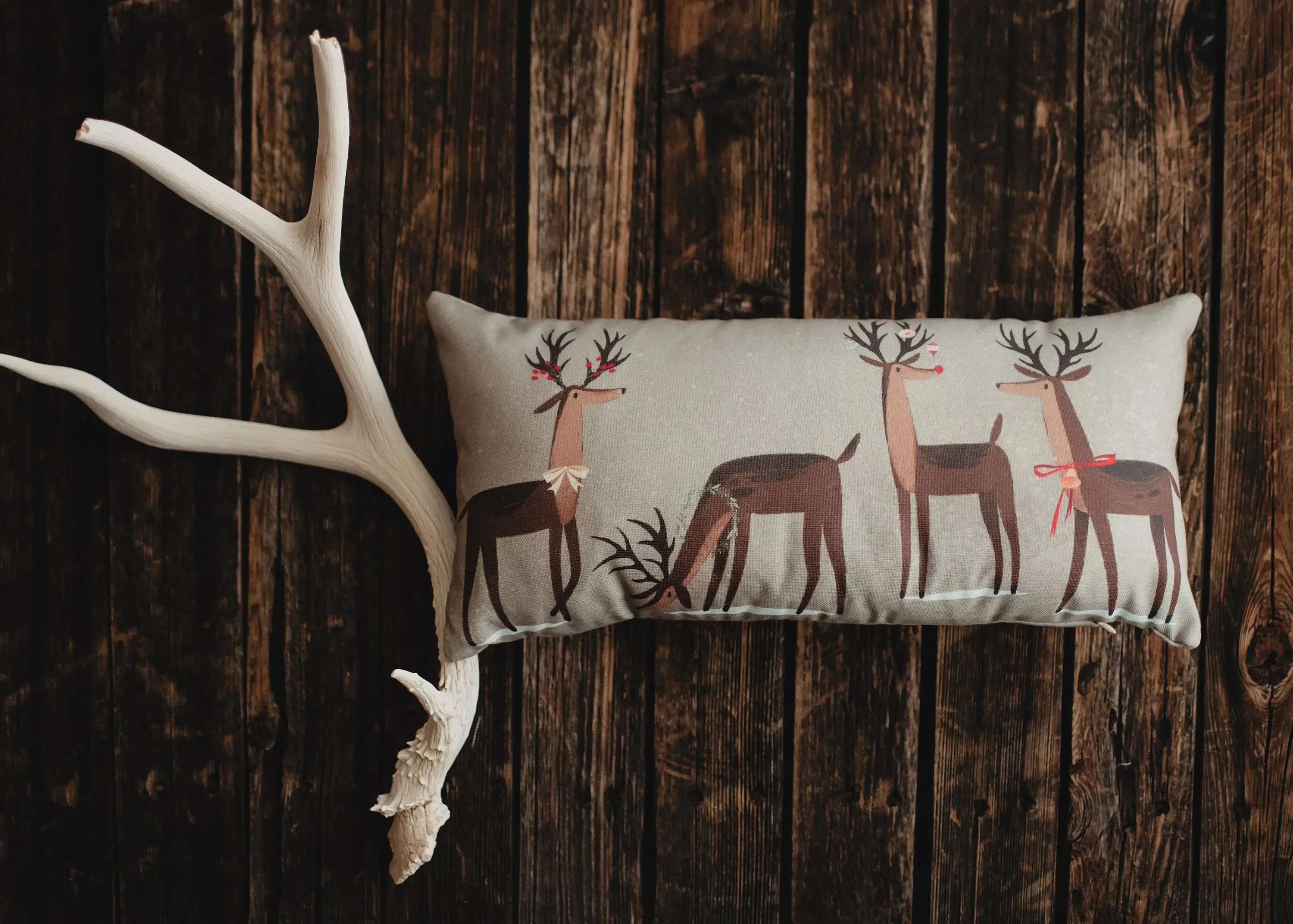 Decked out Christmas Reindeer Throw Pillow Cover | 20x10 | Primitive Christmas Decor | Primitive Decor | Luxury Home Decor | Luxury Decor by UniikPillows - Image 7