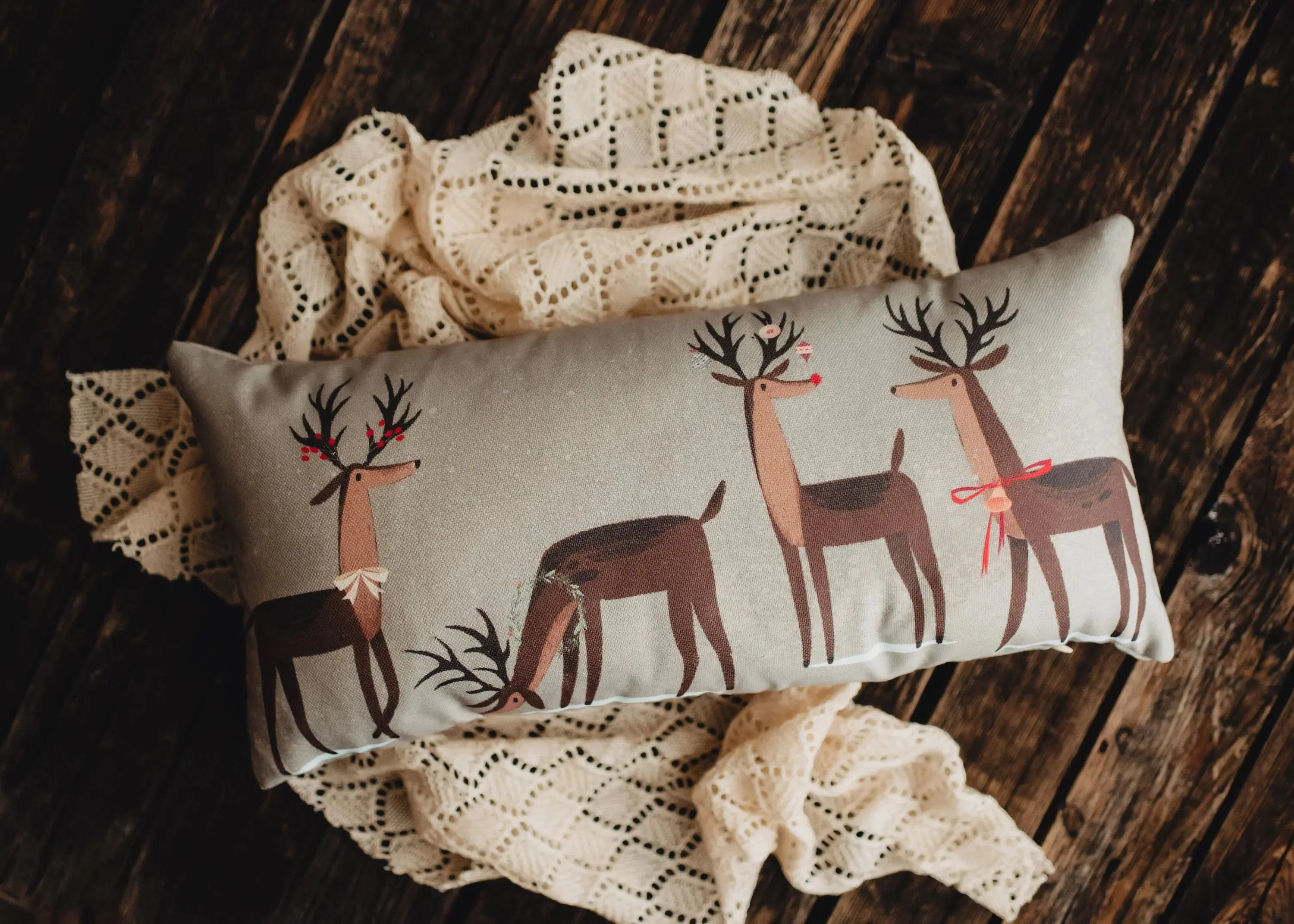 Decked out Christmas Reindeer Throw Pillow Cover | 20x10 | Primitive Christmas Decor | Primitive Decor | Luxury Home Decor | Luxury Decor by UniikPillows - Image 8