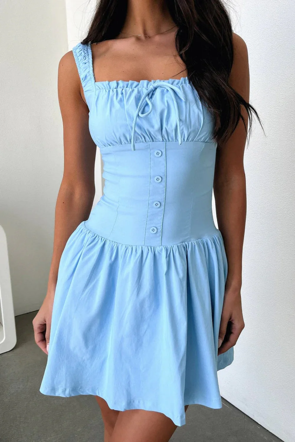 Decorative Button Square Neck Cami Dress - Image 10