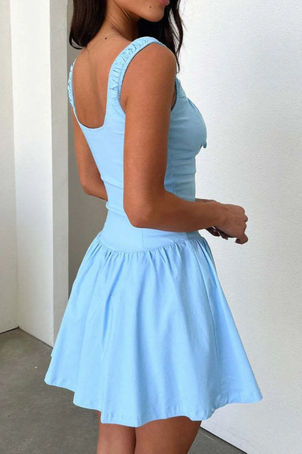 Decorative Button Square Neck Cami Dress - Image 12