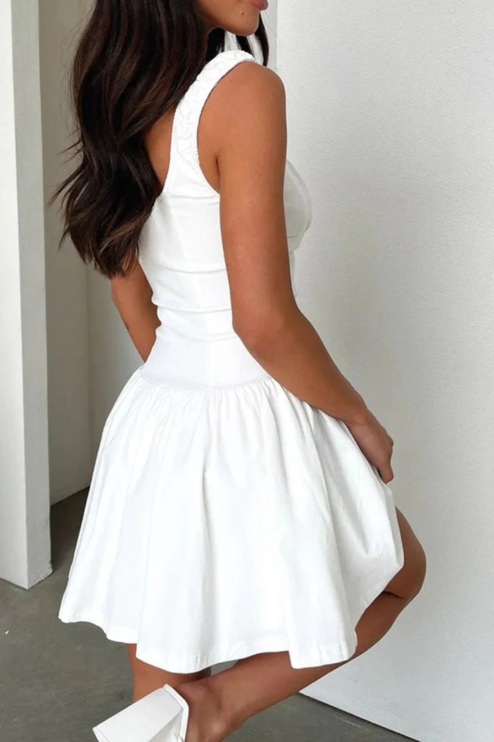 Decorative Button Square Neck Cami Dress - Image 2