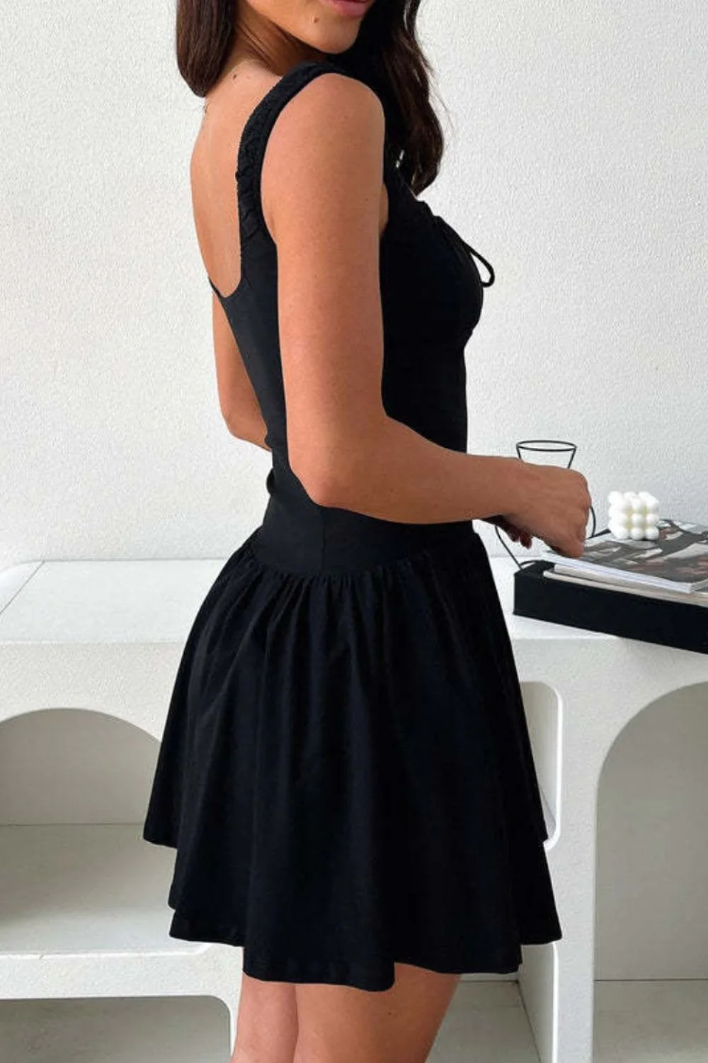 Decorative Button Square Neck Cami Dress - Image 6