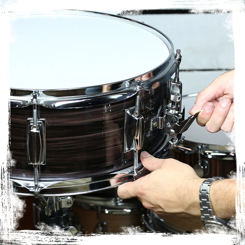 Deluxe Snare Drum by GRIFFIN - 14" x 5.5" Poplar Wood Shell with Zebra PVC Glossy Finish by GeekStands.com - Image 11