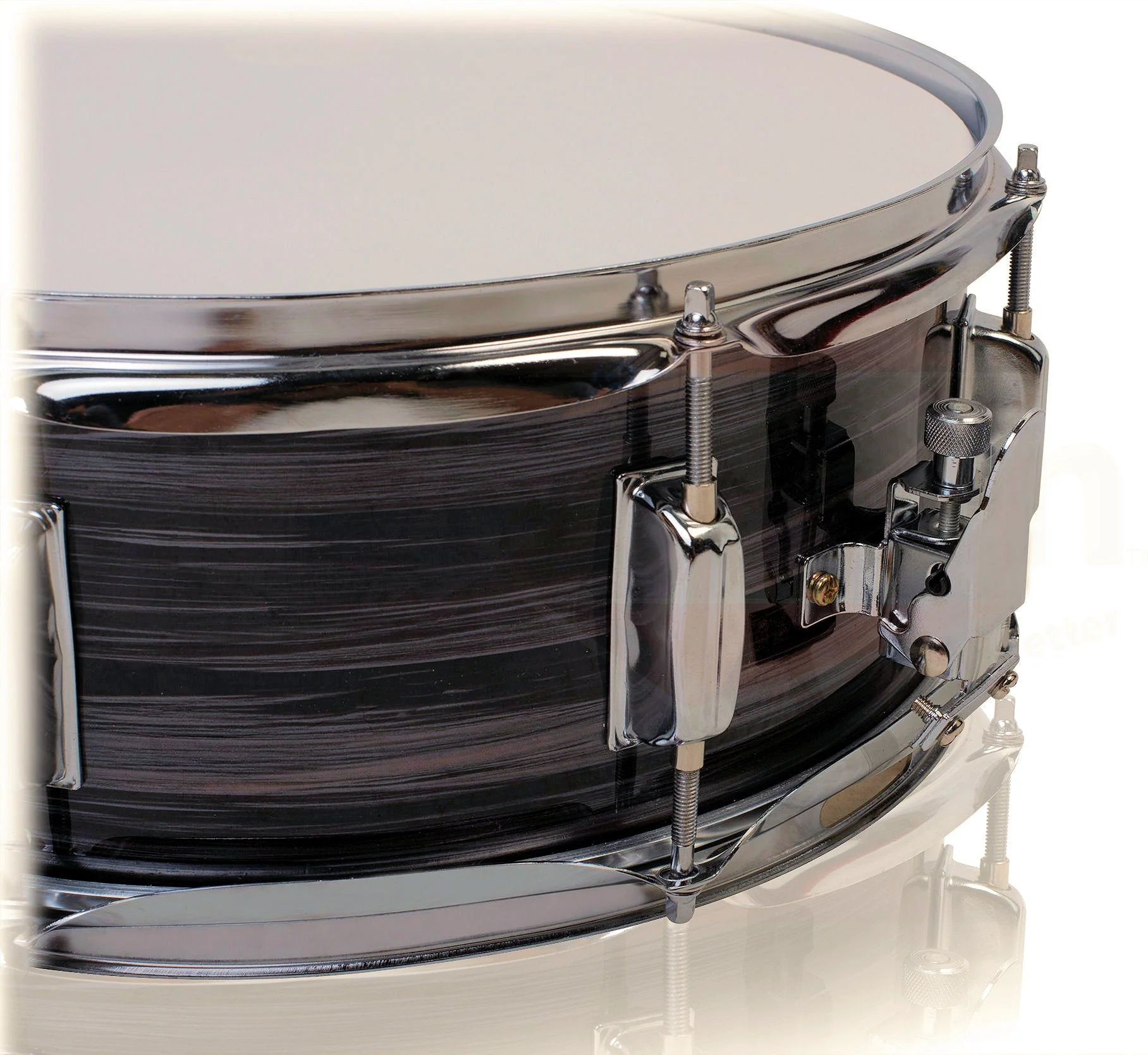 Deluxe Snare Drum by GRIFFIN - 14" x 5.5" Poplar Wood Shell with Zebra PVC Glossy Finish by GeekStands.com - Image 3