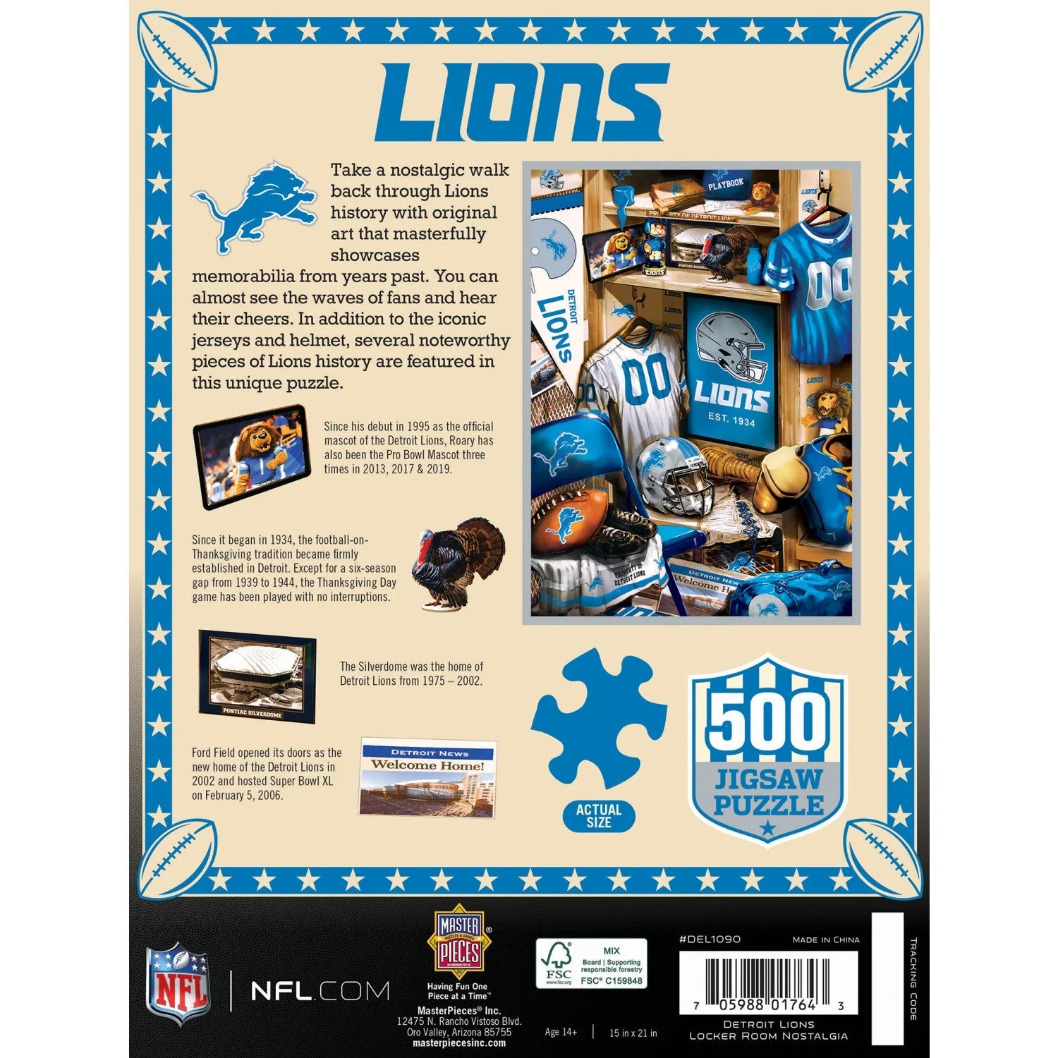 Detroit Lions - Locker Room 500 Piece Jigsaw Puzzle by MasterPieces Puzzle Company INC - Image 3