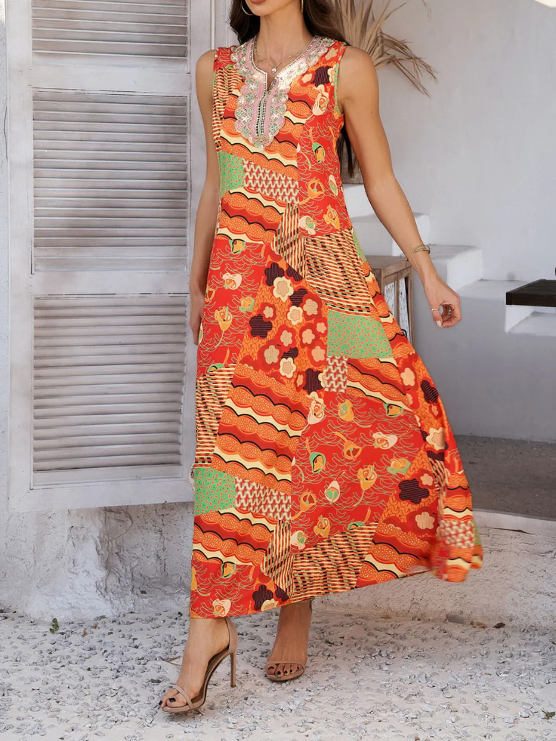 Devine Printed Sleeveless Maxi Dress - Image 2