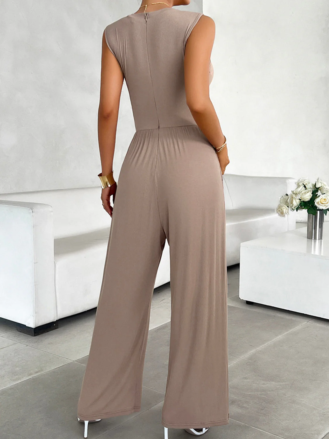 Devine Round Neck Sleeveless Wide Leg Jumpsuit - Image 2