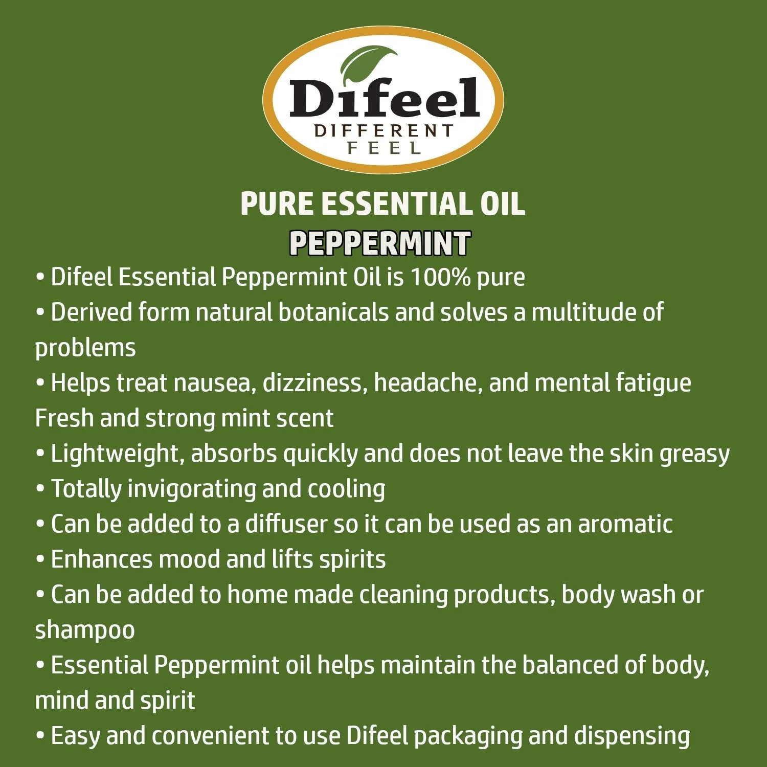 Difeel 100% Pure Essential Oil - Peppermint Oil 1 oz. (Pack of 2) by difeel - find your natural beauty - Image 2