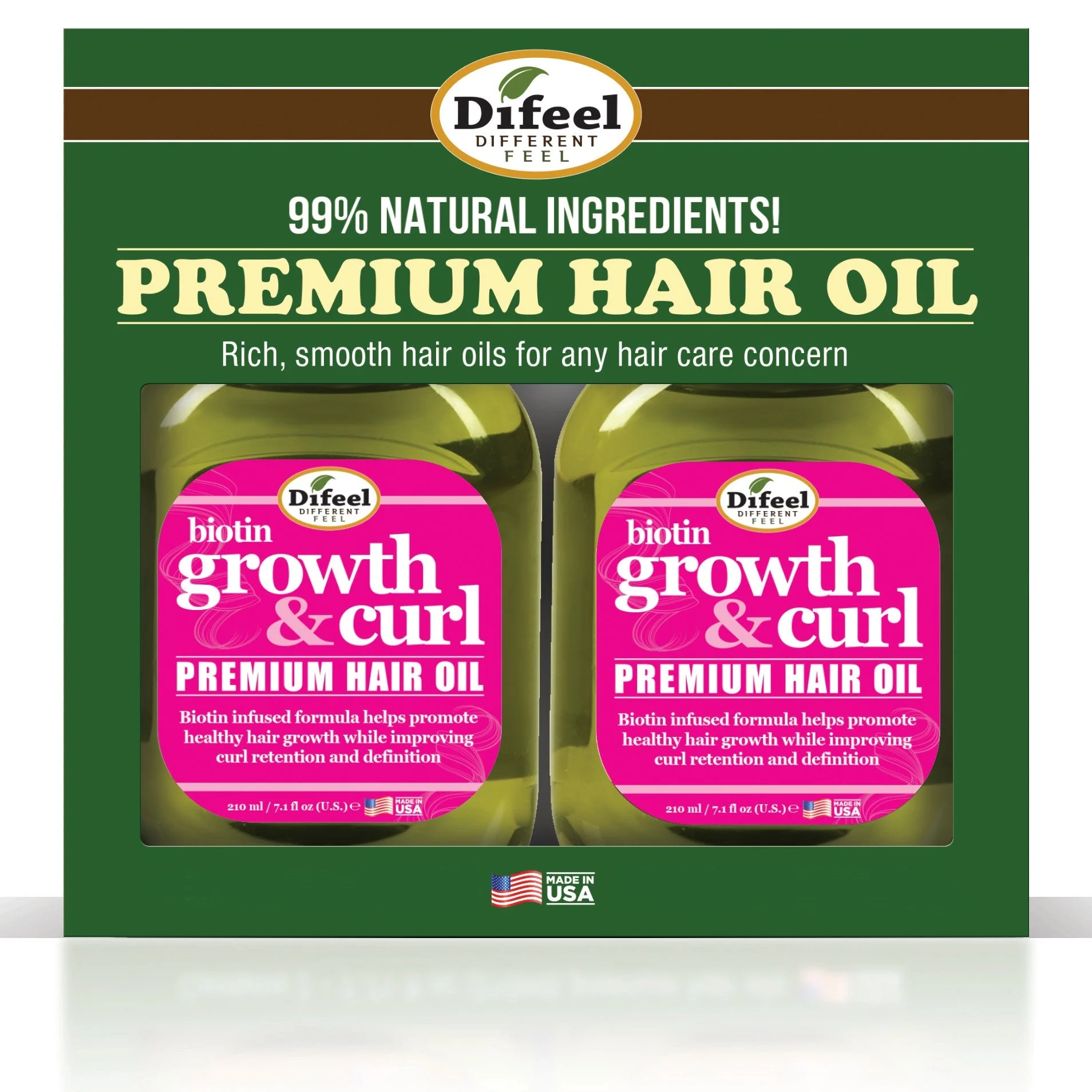 Difeel Biotin Growth and Curl Premium Hair Oil 7.1 oz. - Deluxe 2-PC Gift Set by difeel - find your natural beauty - Image 4