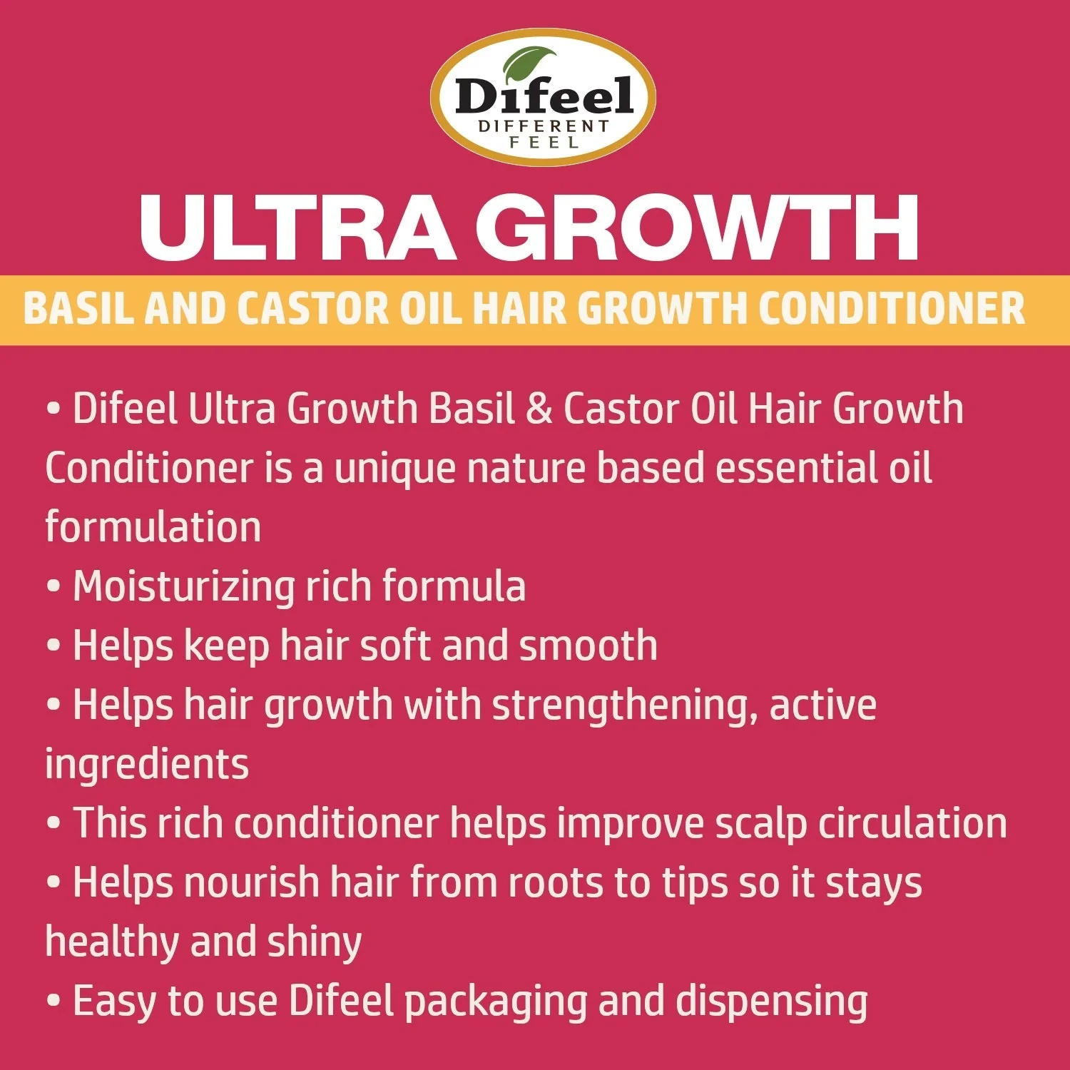 Difeel Ultra Growth Basil & Castor Oil Pro Growth Conditioner 12 oz. by difeel - find your natural beauty - Image 4