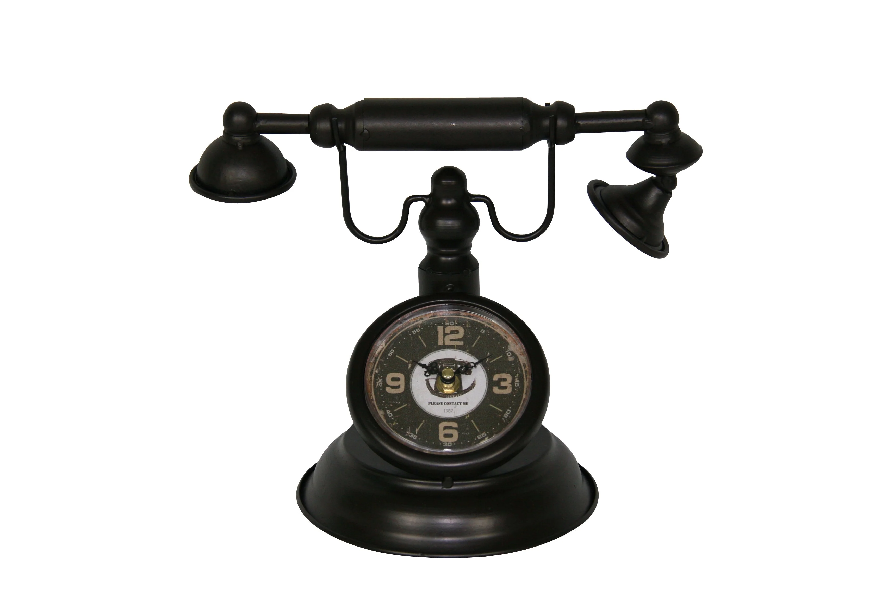 Distressed Bronze Vintage Telephone Table Clock by Peterson Housewares & Artwares - Image 2