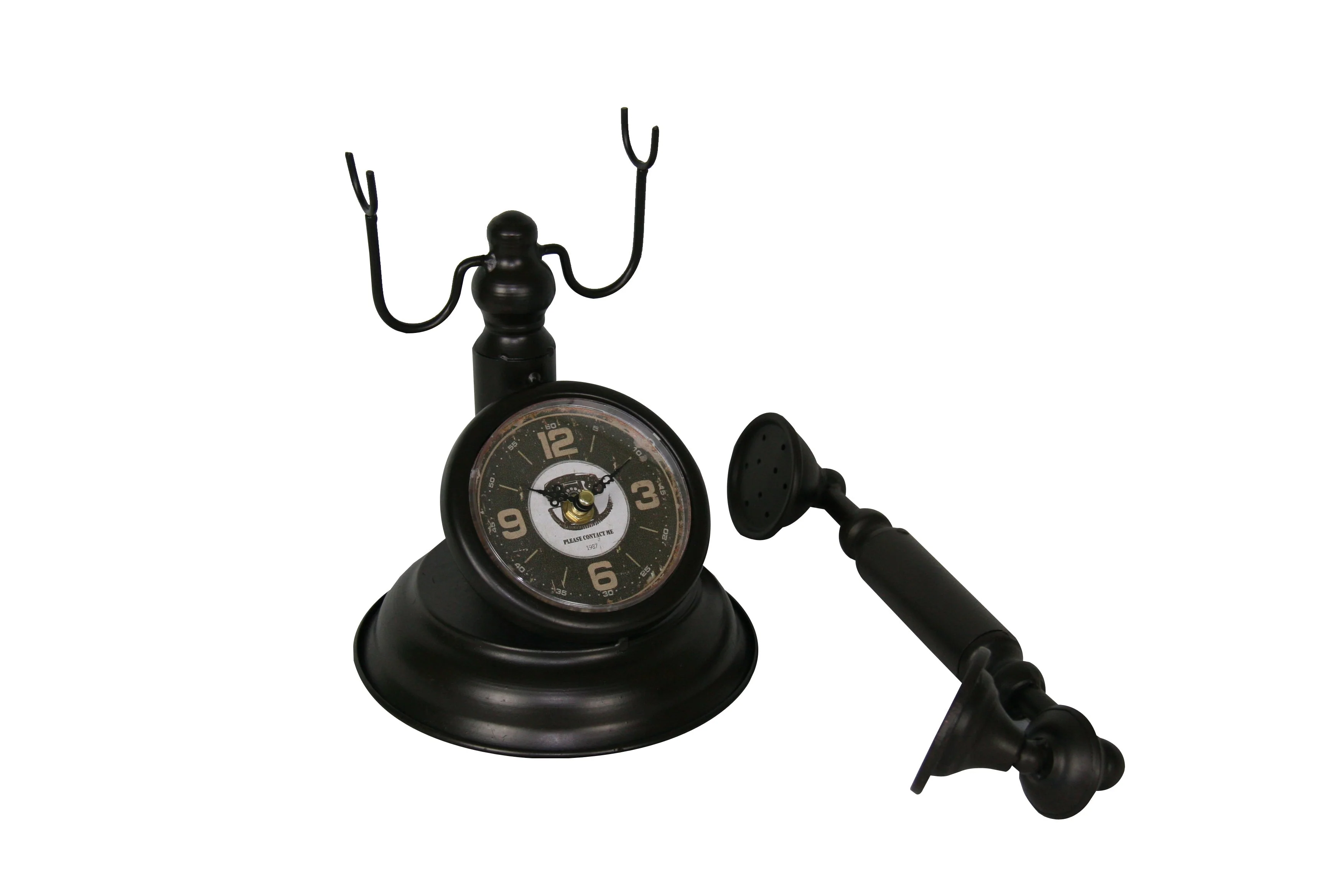 Distressed Bronze Vintage Telephone Table Clock by Peterson Housewares & Artwares - Image 3
