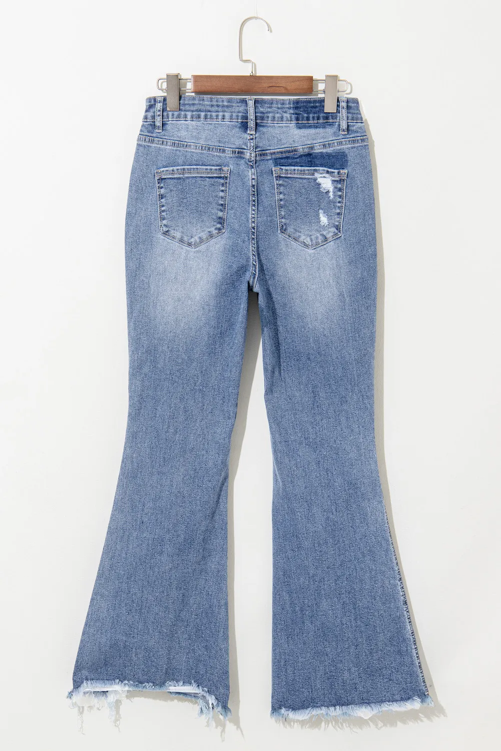 Distressed Raw Hem Bootcut Jeans - Image 4