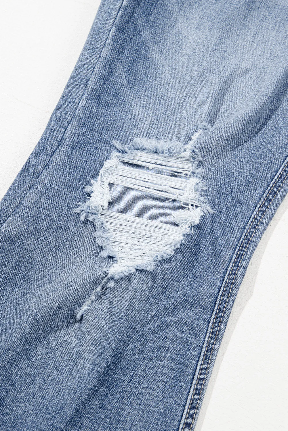 Distressed Raw Hem Bootcut Jeans - Image 6