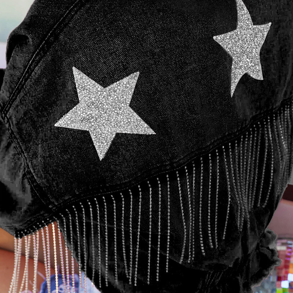 Distressed Raw Hem Dropped Shoulder Denim Jacket - Image 9