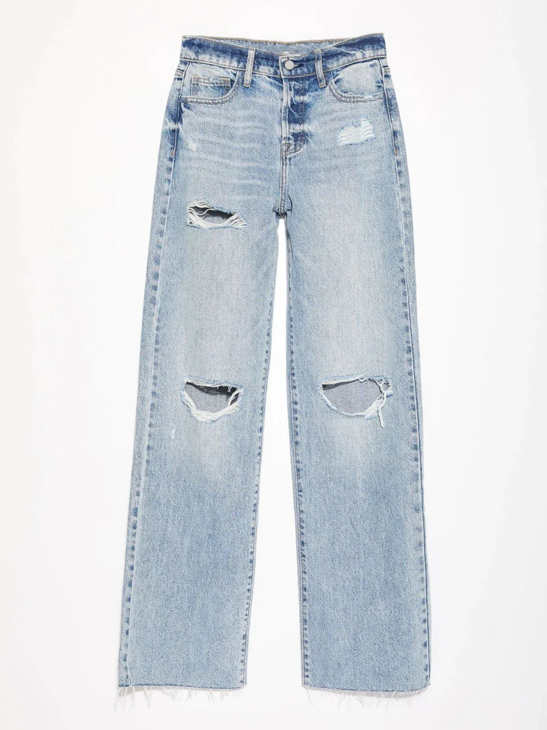 Distressed Straight Leg Jeans with Pockets - Image 4