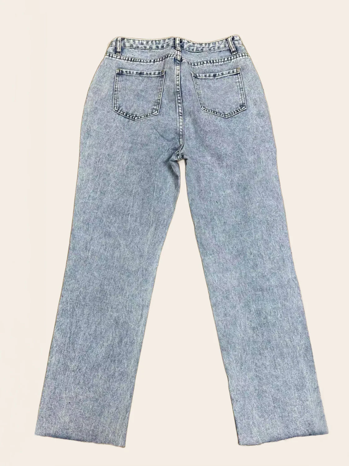 Distressed Straight Leg Jeans with Pockets - Image 5